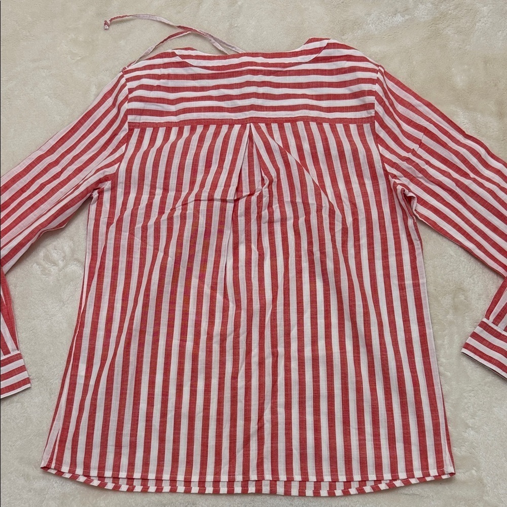 Style & Co. Red and White Striped Blouse Medium M - Picture 3 of 6